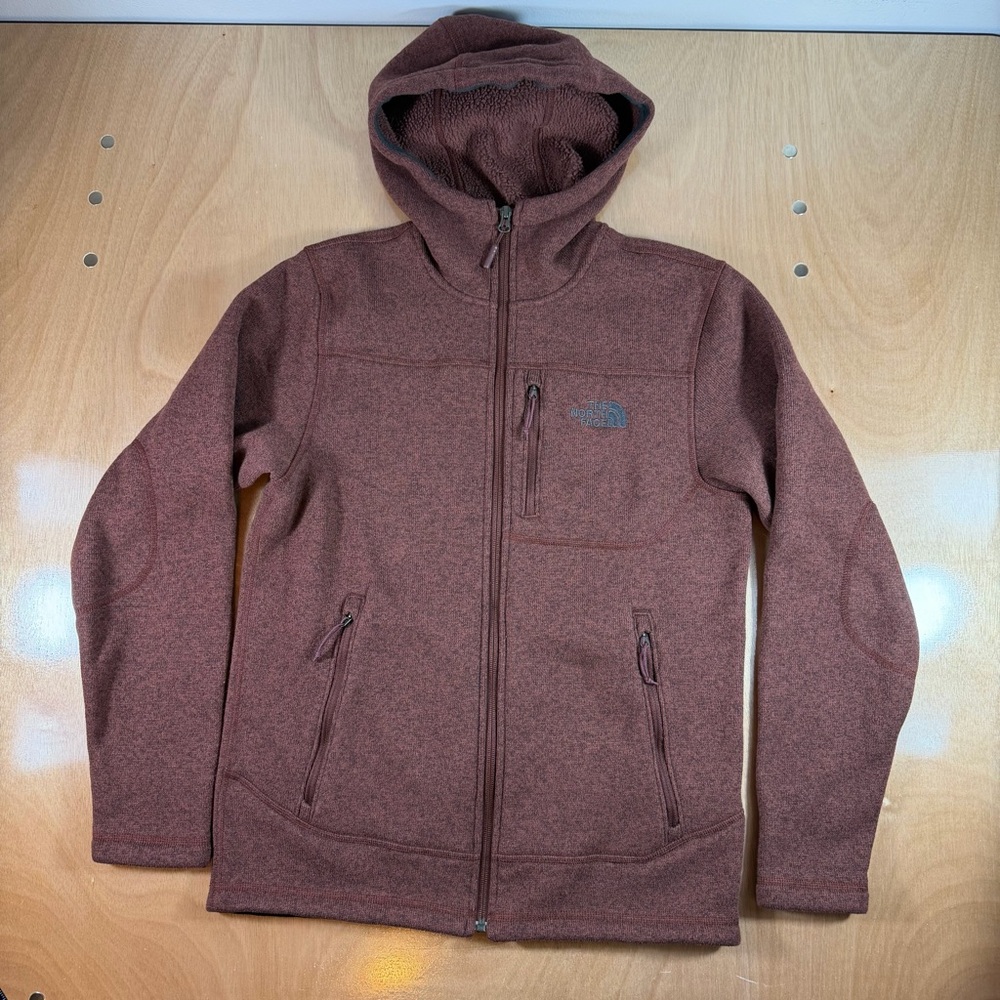 The North Face Men's Hooded Jacket in Brick Rust Brown Color Small